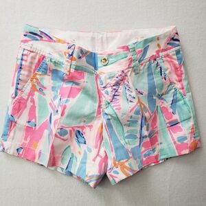 Lilly Pulitzer sz 2 The Callahan Shorts Pink Blue Preppy Beach Vacation Cotton